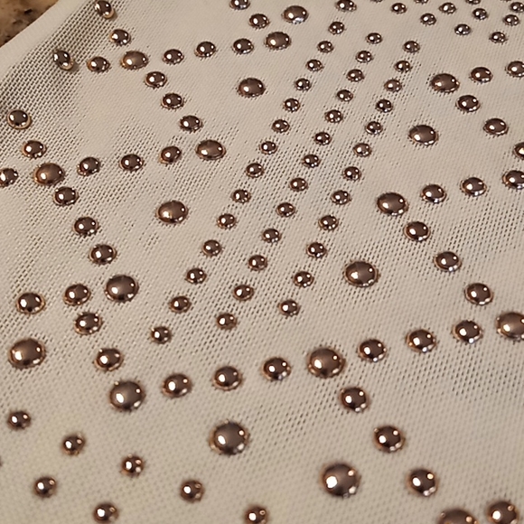 Charlotte Russe Leotard. Mesh. Small. Cream With Gold Rhinestones. - Picture 10 of 10